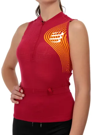 Easy Freshness Compressport Trail Postural Half Zip Womens Running Vest Tank Top - Red