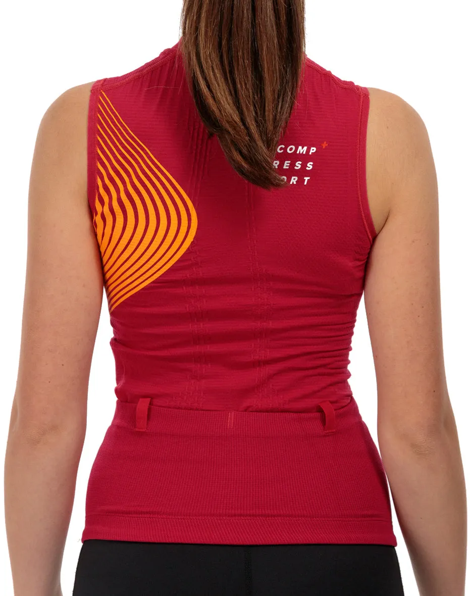 Mountain - capable Compressport Trail Postural Half Zip Womens Running Vest Tank Top - Red