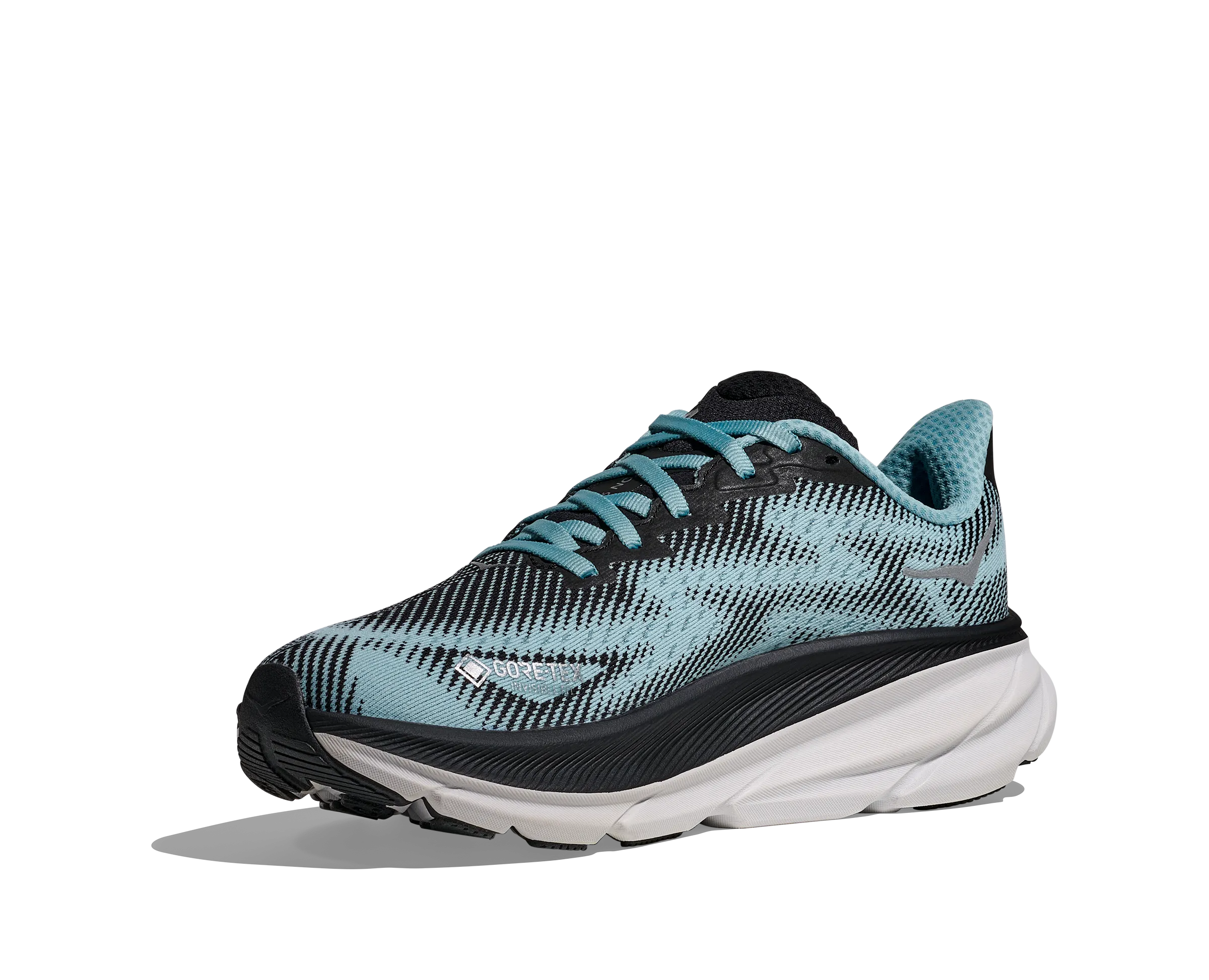 Hoka | Clifton 9 GTX | Women's | Black/Raindrop Non Restrictive Flex Grooves