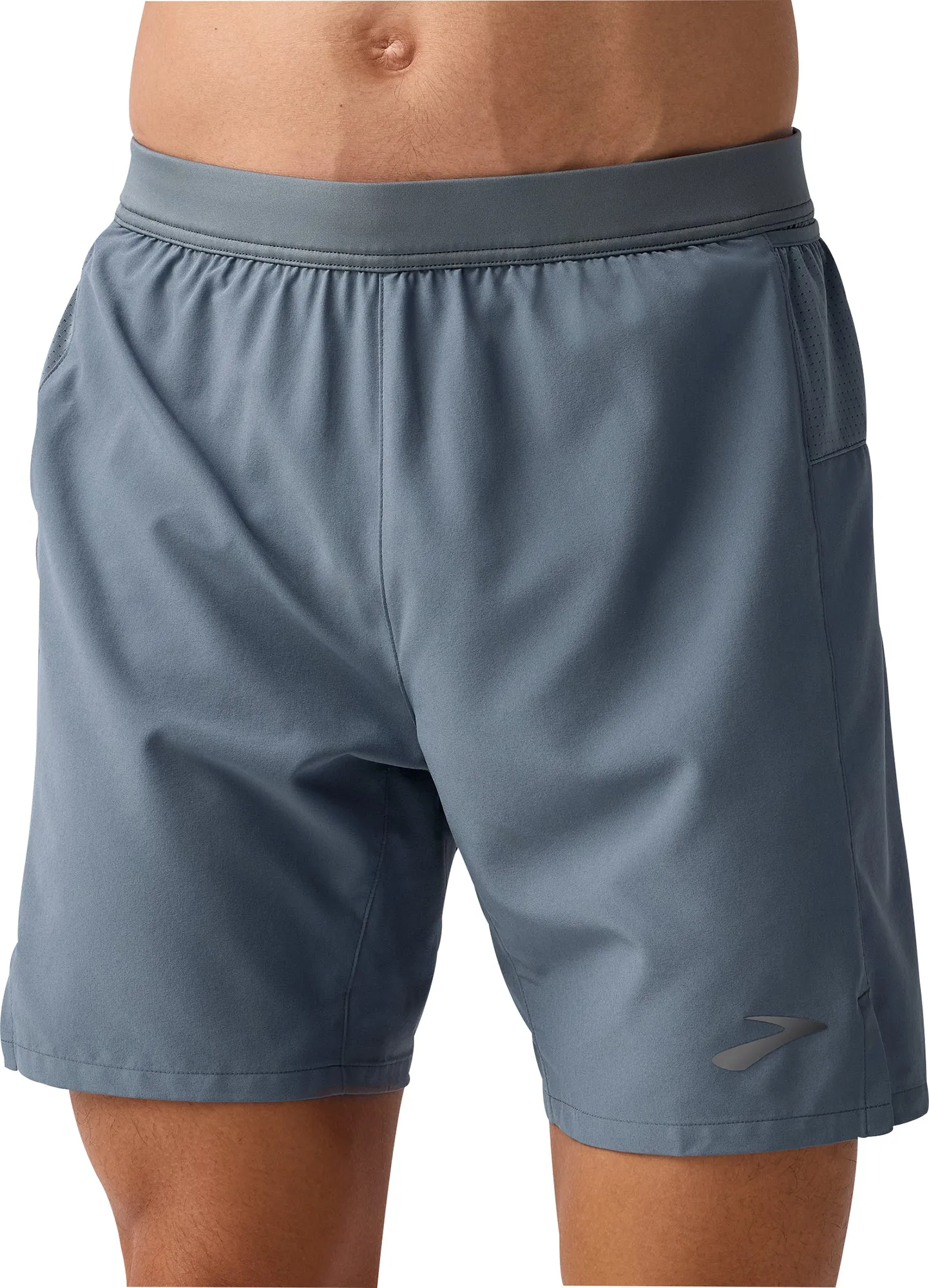 Sweat Wicking Technology Brooks 7 Inch Journey 2 In 1 Mens Running Shorts - Grey