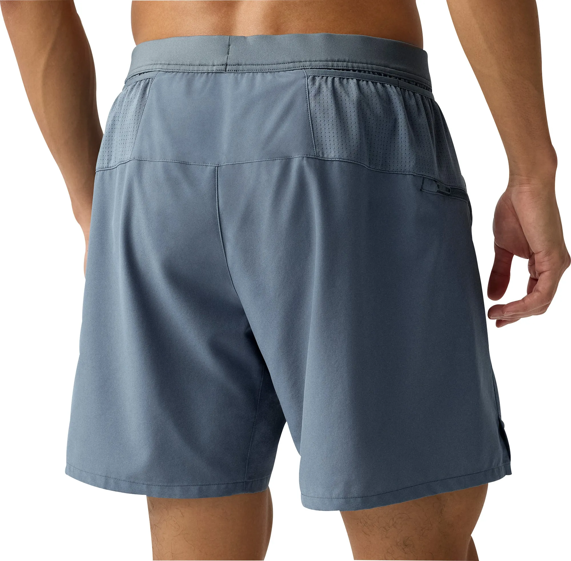 Durable Weave Fabric Brooks 7 Inch Journey 2 In 1 Mens Running Shorts - Grey