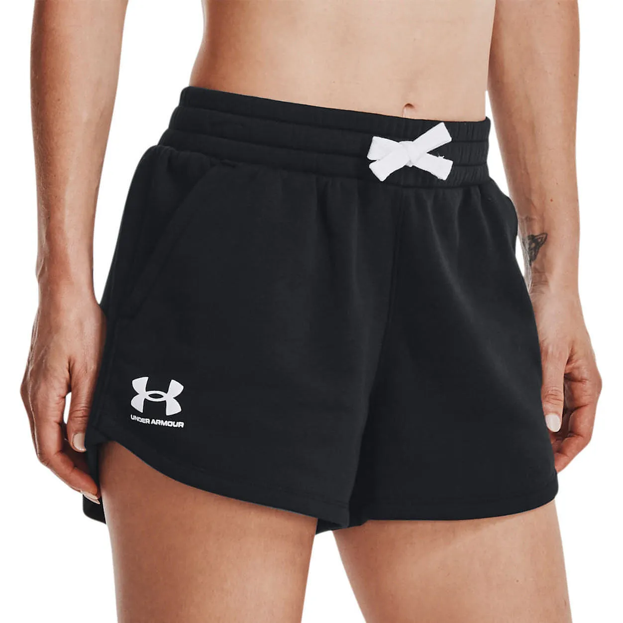 Under Armour Rival Womens Fleece Shorts - Black Modular Storage Design Organic Cotton
