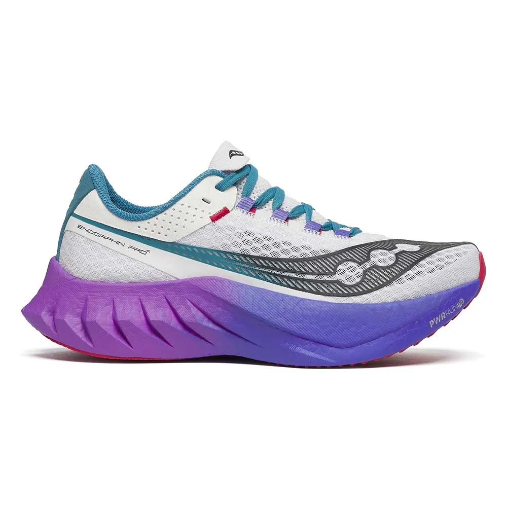 foam sole shoe trait Women's Endorphin Pro 4 Running Shoe - White/Shadow - Regular (B)