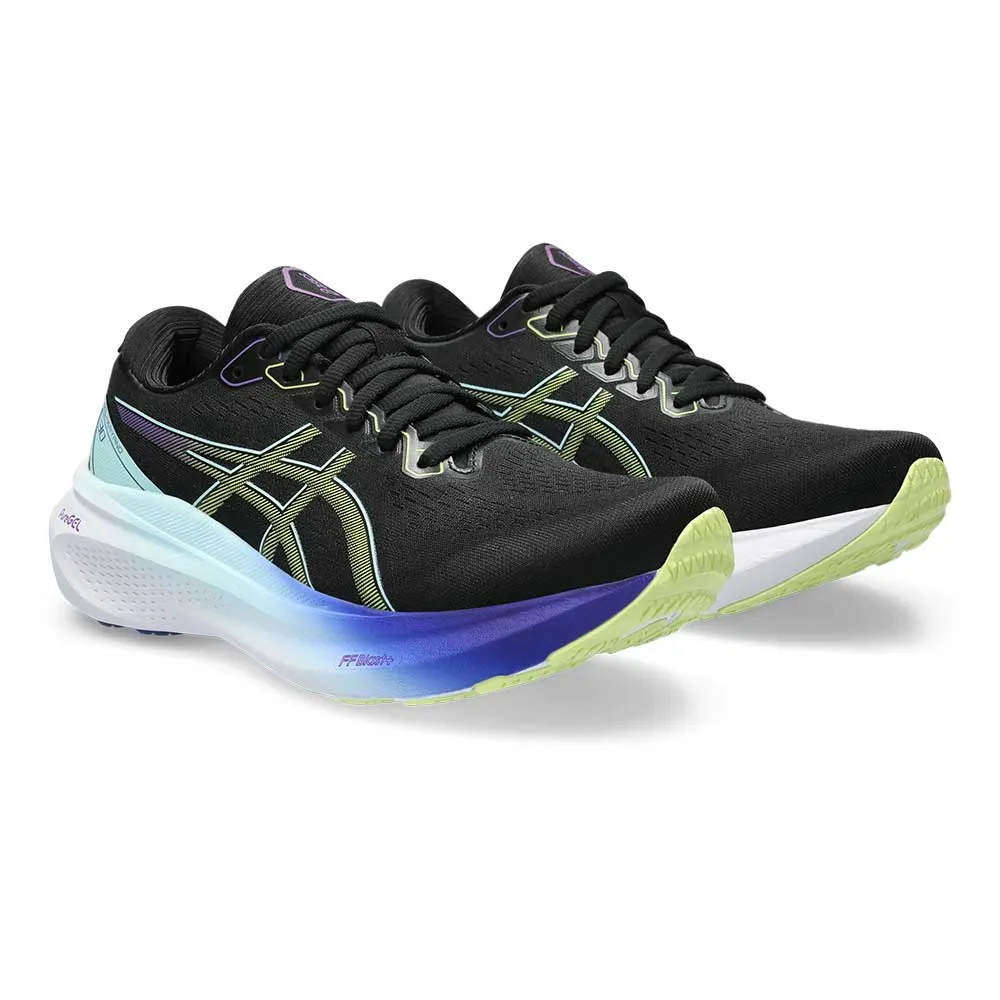Women's Gel-Kayano 30 Running Shoe - Black/Glow Yellow - Regular (B) Lightweight Reinforced Toe Cap