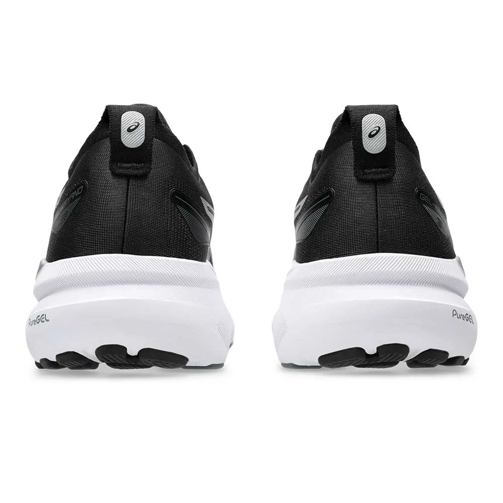 running in an estuary area shoes Women's Gel-Kayano 31 Running Shoe - Black/Pure Silver - Wide (D)