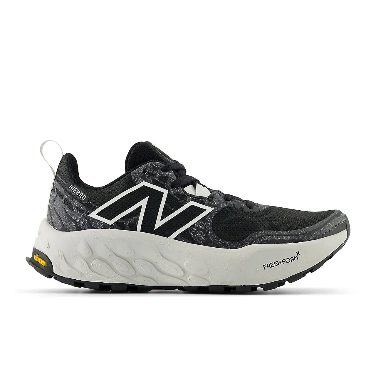 Gusseted Tongue gym to trail sneakers New Balance Fresh Foam X Hierro v8 (Womens) - Black with sea salt and grey matter