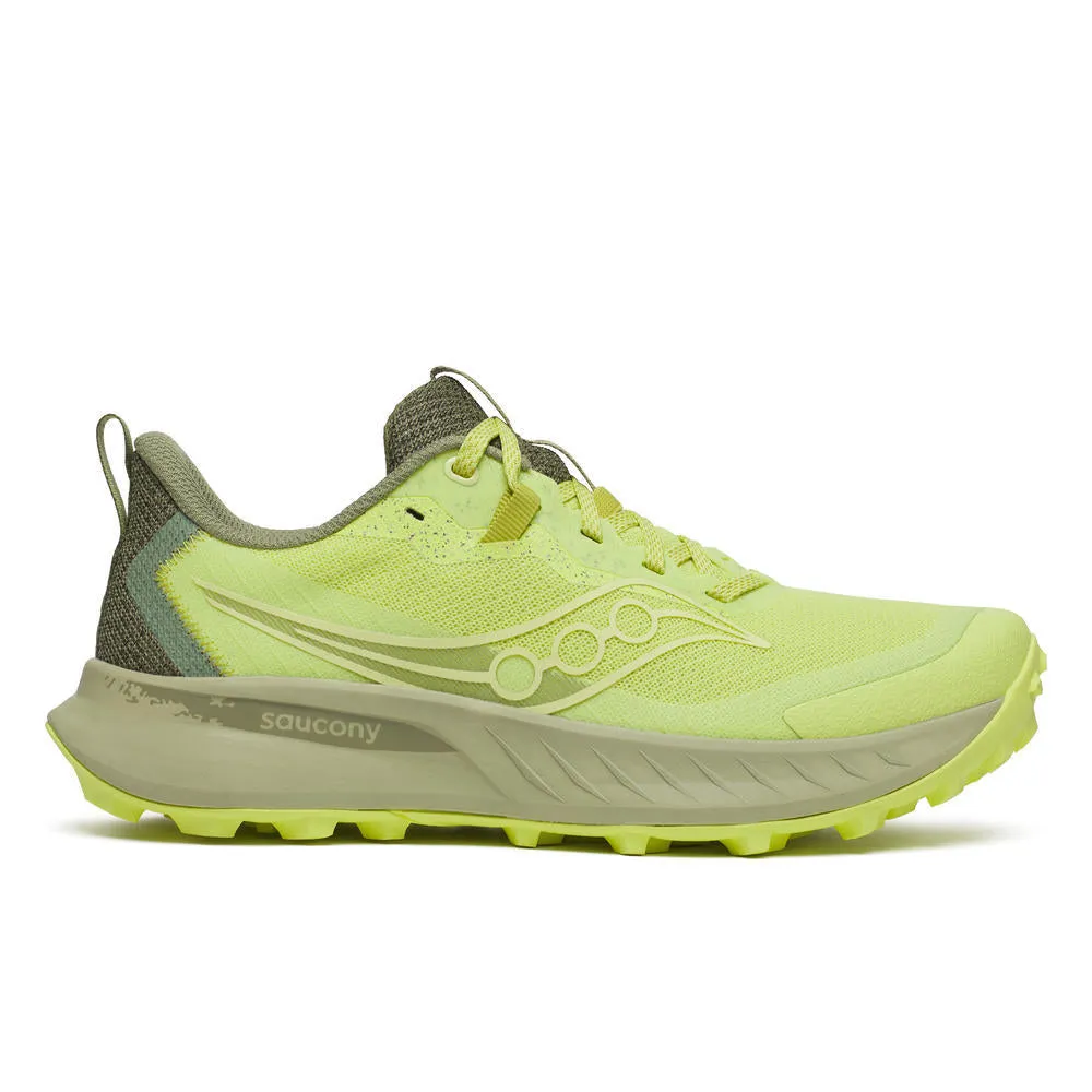Lace Lock System mid cut trail sneakers Saucony Peregrine 15 (Womens) - Sunny/Hemlock