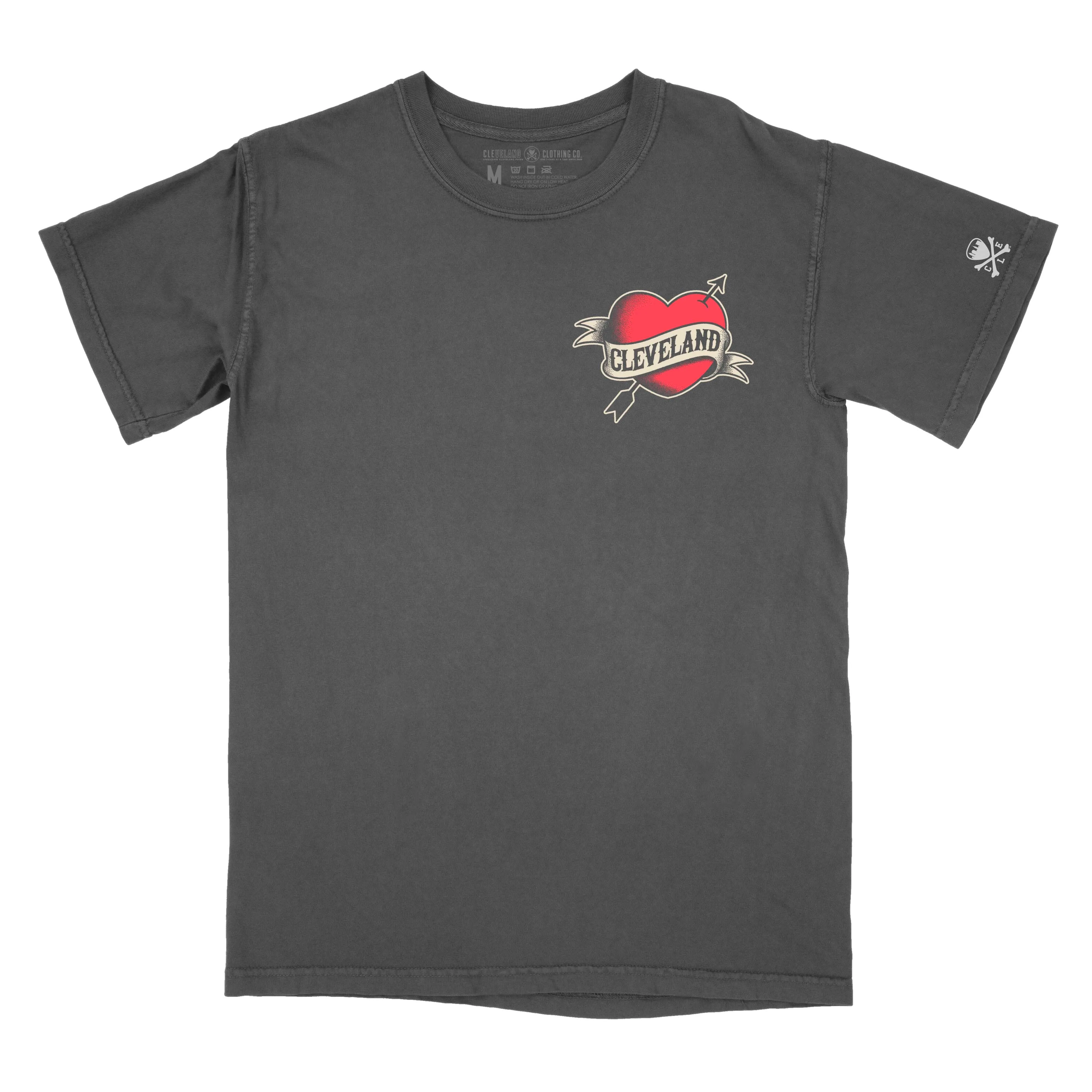 Chic Casual Wear Cleveland Tattoo Heart -  Mens/Unisex Crew T-Shirt