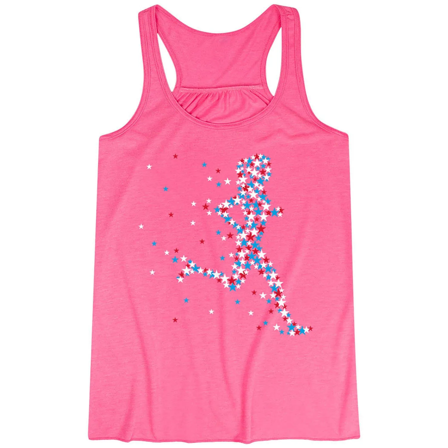 Flowy Racerback Tank Top - Patriotic Runner Girl construction