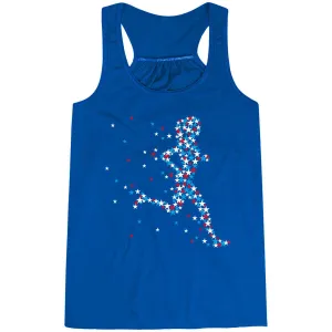 Flowy Racerback Tank Top - Patriotic Runner Girl Breathable mesh inserts Quick Flexible