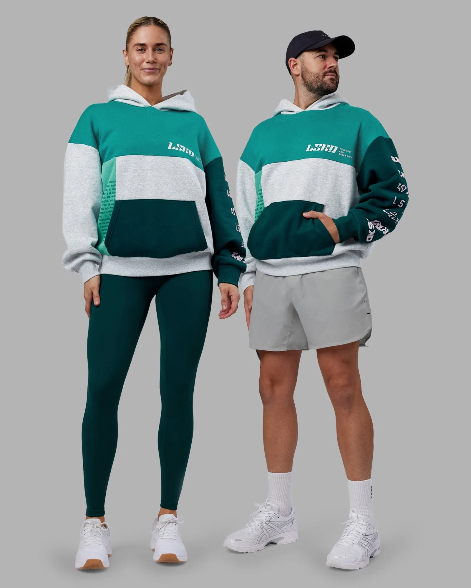 Casual Hoodie Style Fashion Comfort Deconstructed Fleece Hoodie - Grey Marl - Dark Moss