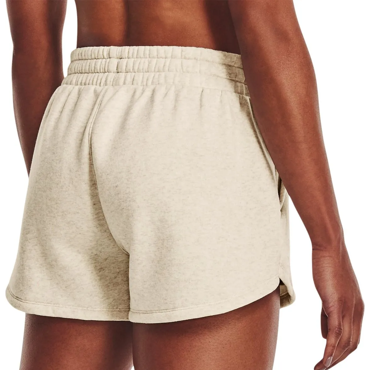 Under Armour Rival Fleece Womens Training Shorts - Beige Thermal Regulating Fabric Athletic Shorts
