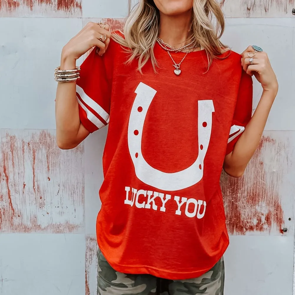 Relaxed Vibes Office Attire Lucky You Jersey Tee