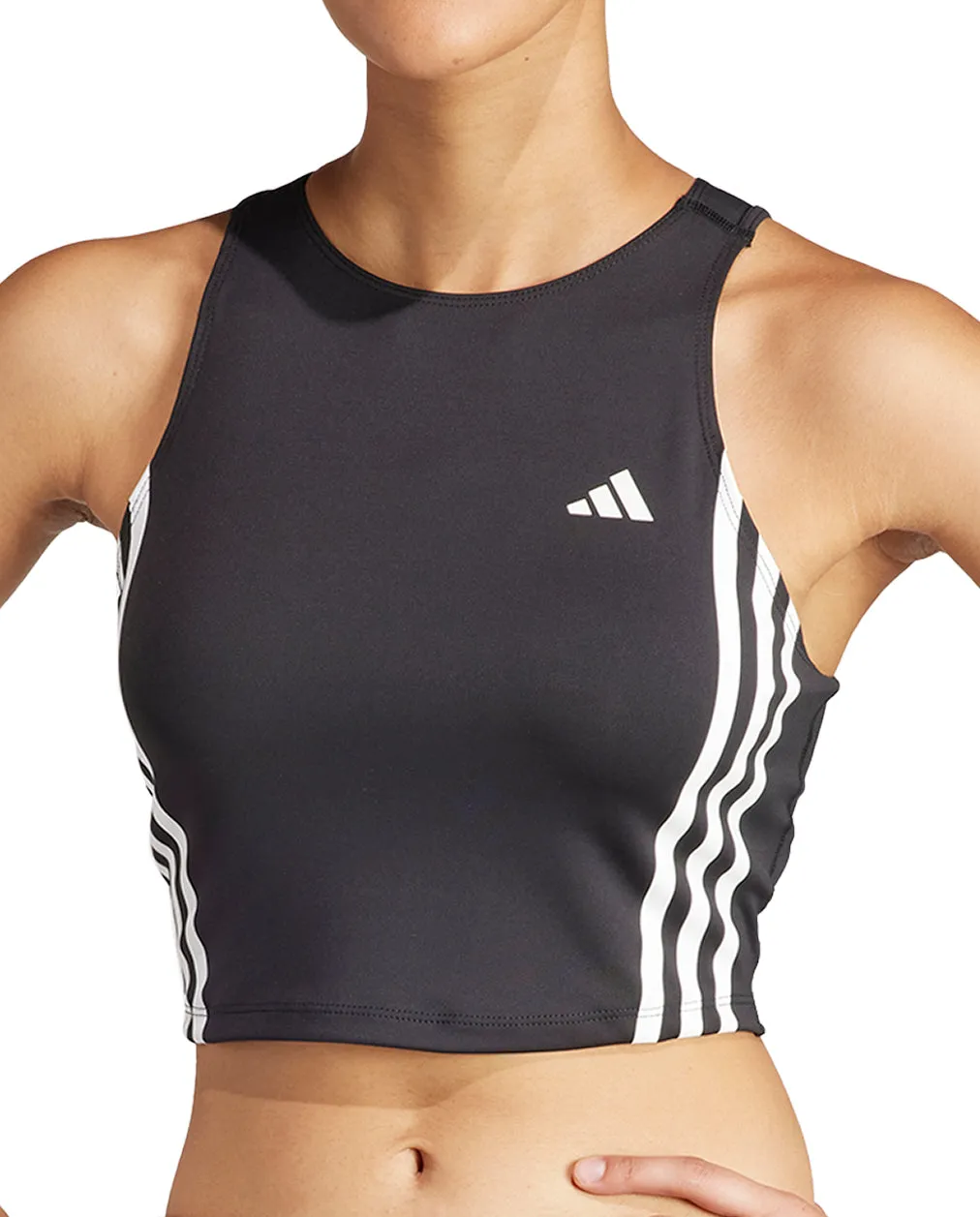 adidas Own The Run 3 Stripes Womens Running Vest Tank Top - Black scientific research Precision - engineered