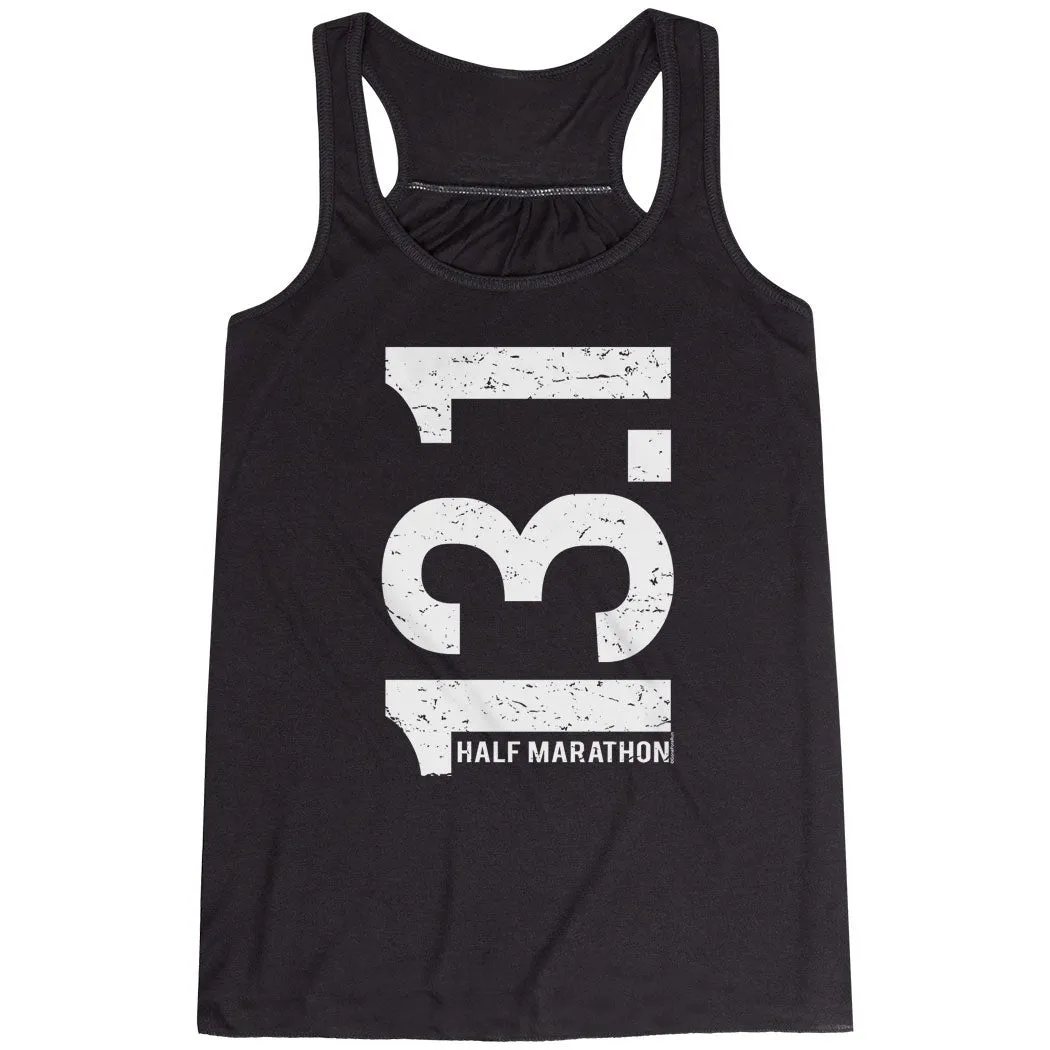 Flowy Racerback Tank Top - 13.1 Half Marathon Vertical Flexible Shoulder Design Collector - desired