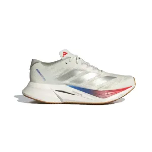 Women's Adizero Boston 12 Running Shoe - Core White/Matte Silver/Pure Ruby - Regular (B) Auxetic Lattice Structure