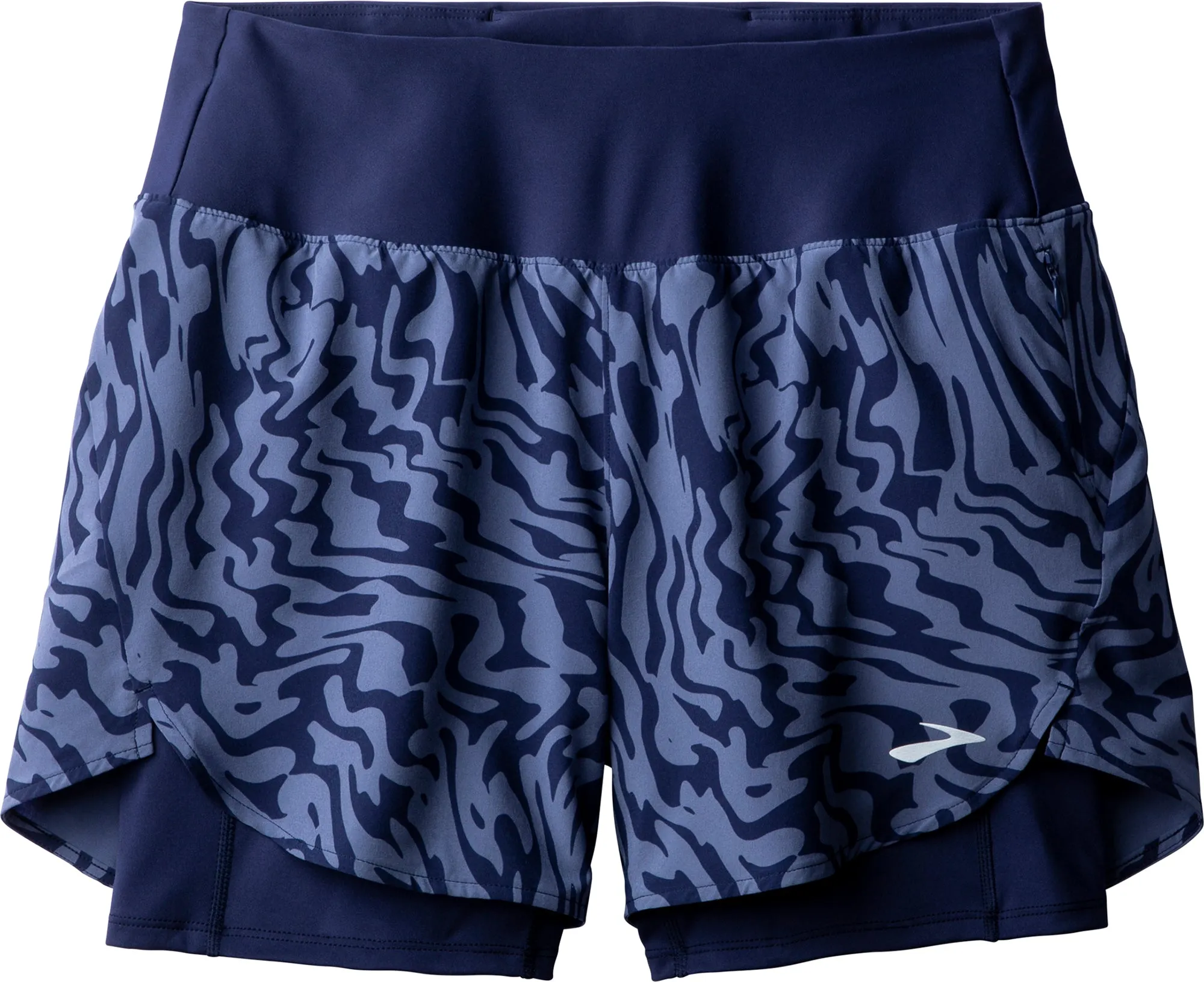 Brooks 5 Inch Chaser 2 In 1 Womens Running Shorts - Blue Stretch Comfort Ripstop Material