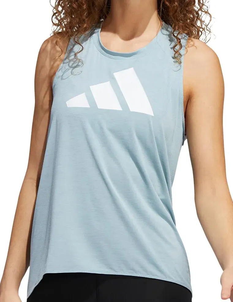 adidas 3 Stripes Bar Logo Womens Running Vest Tank Top - Grey Semi - autonomous Minimalist Styling