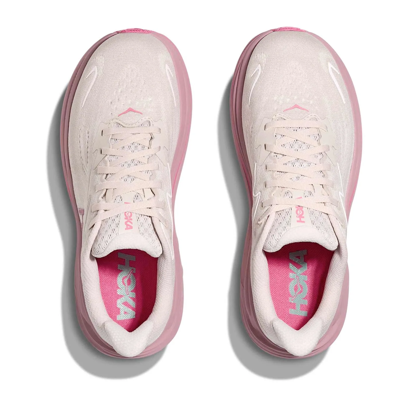 running during sunset elastic - lacing running shoes Women's Clifton 10 Wide Fit Running Shoes Rose Cream / Dried Rose