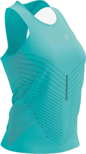 Heat Sealed Edges Body Mapping Design Compressport Performance Womens Running Vest Tank Top - Green