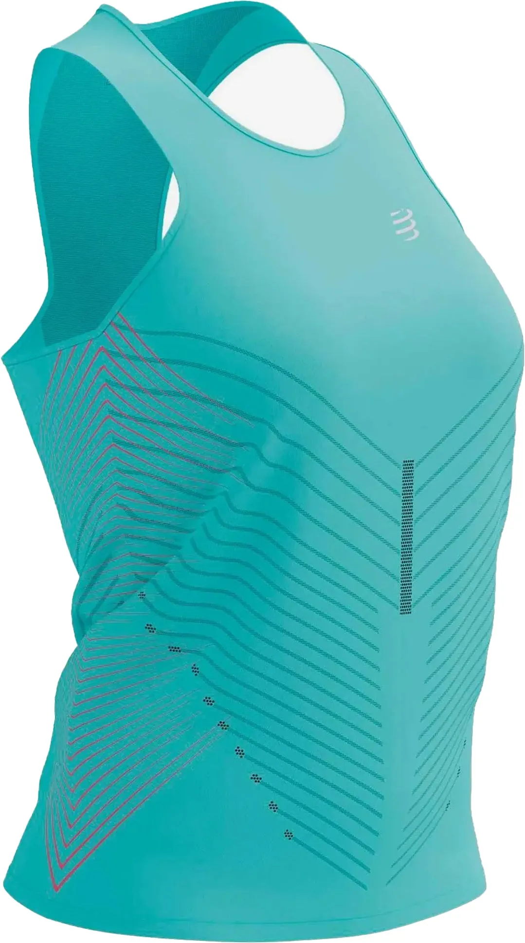 Heat Sealed Edges Body Mapping Design Compressport Performance Womens Running Vest Tank Top - Green