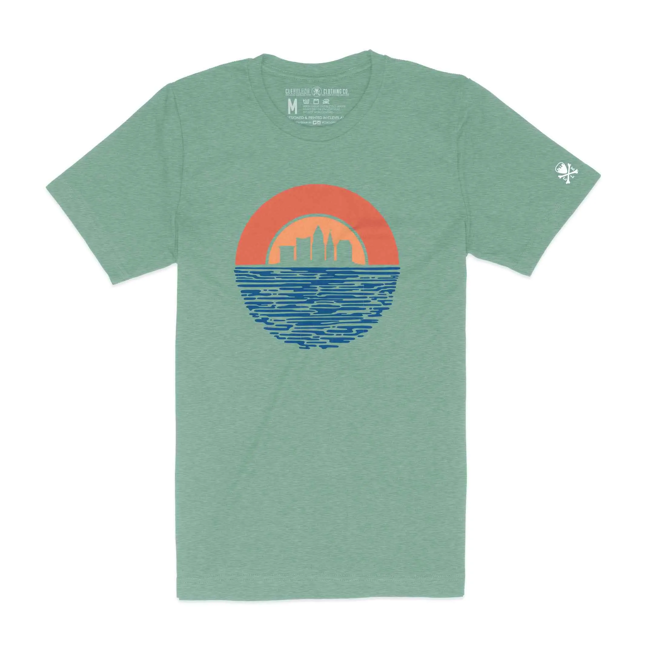 Outdoor Trend Look Quick Fit Cleveland Sunset - Mens/Unisex Crew T-Shirt - Heather Sage