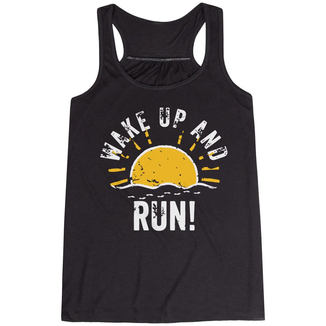 Flowy Racerback Tank Top - Wake Up And Run explosion - resistance test passed