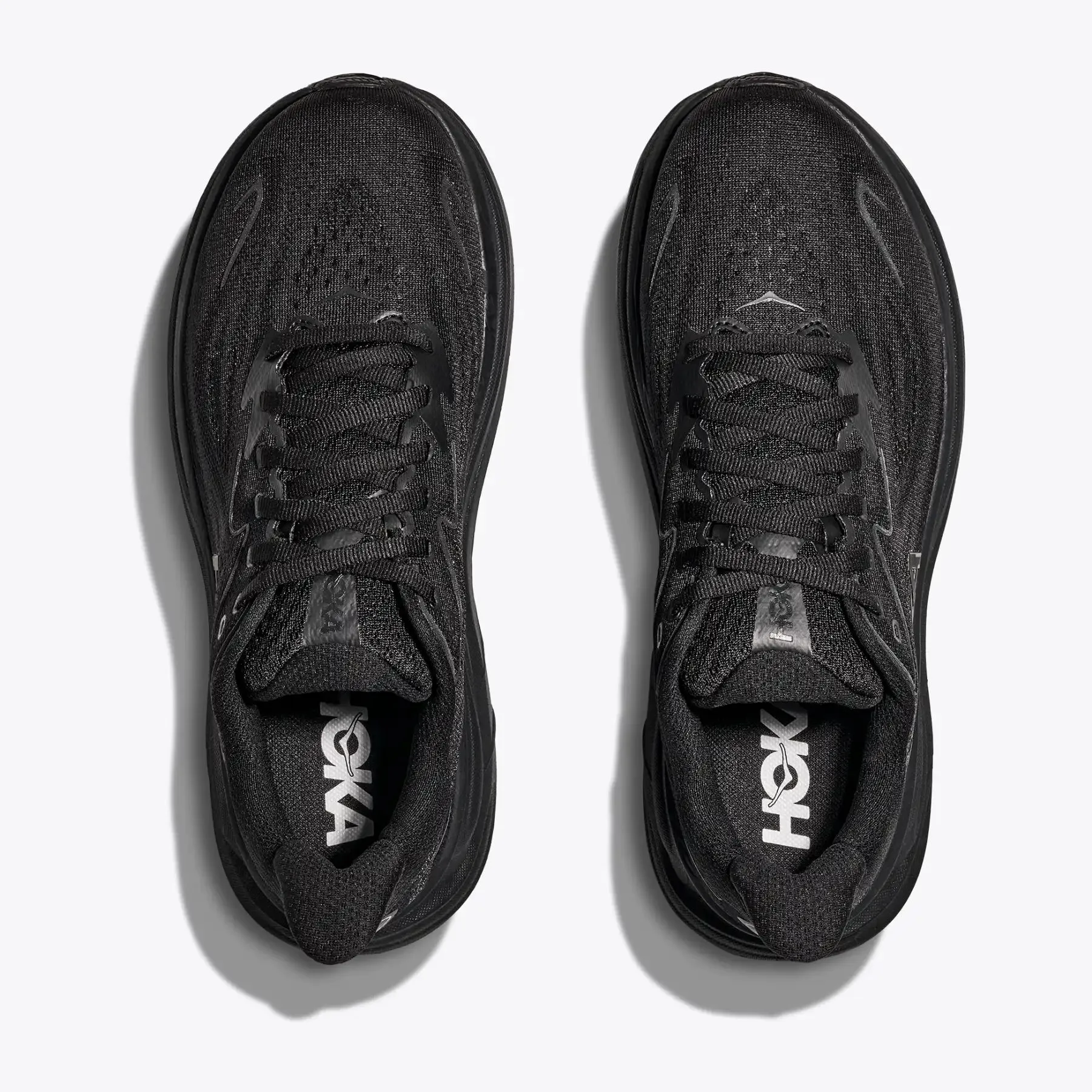 Women's Clifton 10 Running Shoes Black / Black Proprioception Enhancement Compression Molded Heel