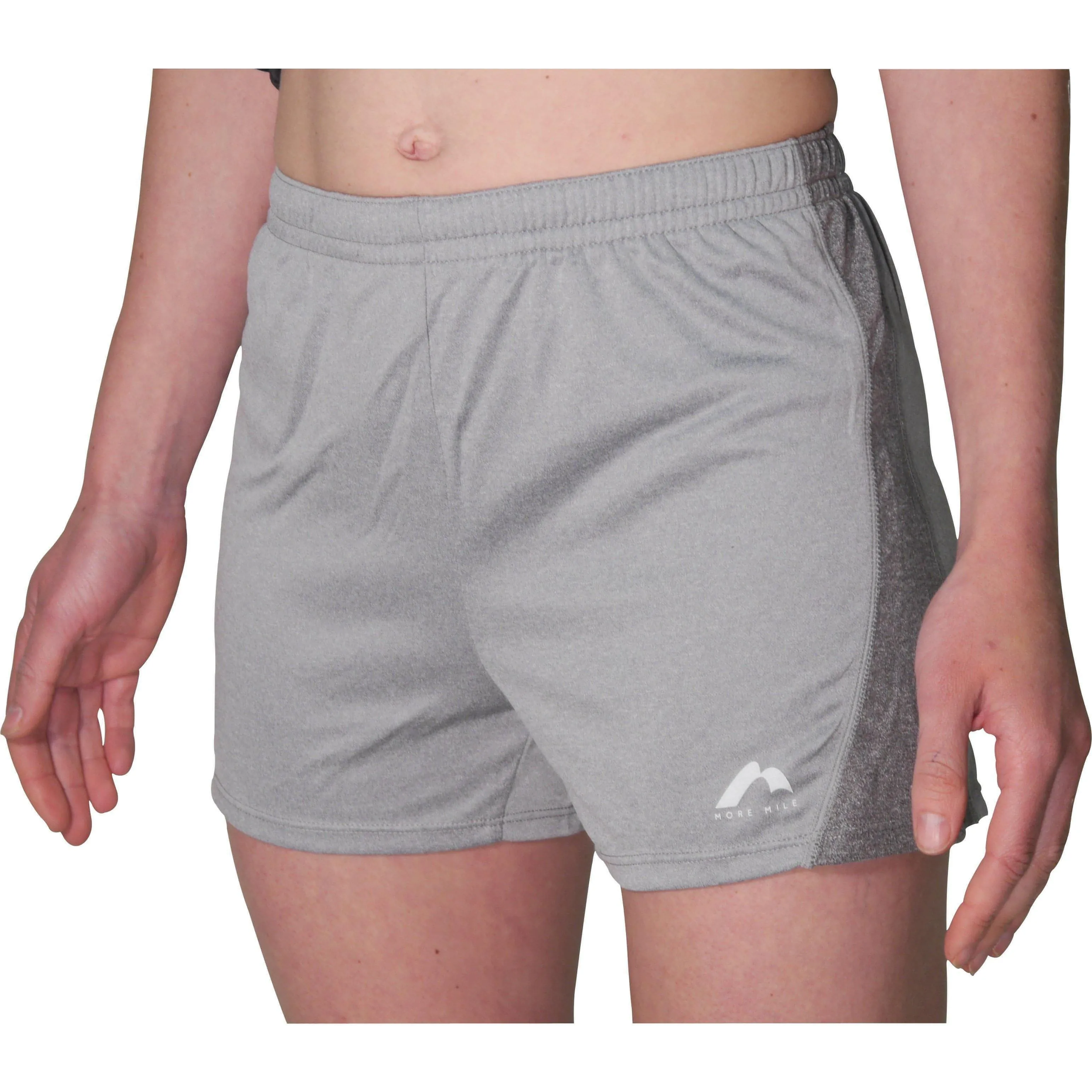 More Mile Marl Jersey Womens Training Shorts - Grey Smooth Flatlock Seams men's clothing