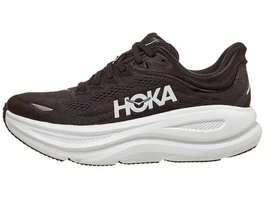 Hoka | Bondi 9 | Women's | Black/White padded collar comfort