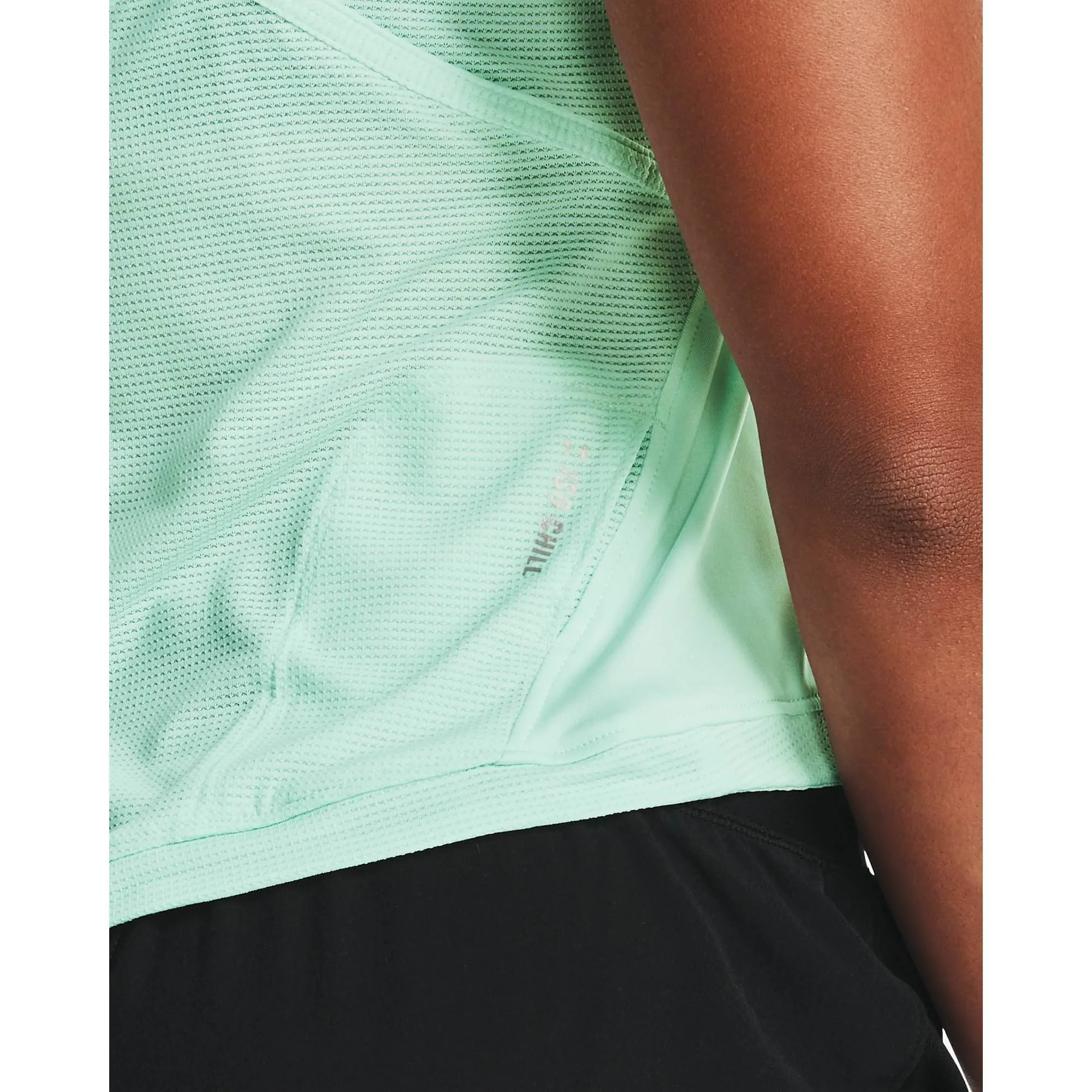 SpillProof Coating Under Armour Qualifier Iso-Chill Womens Running Vest Tank Top - Blue