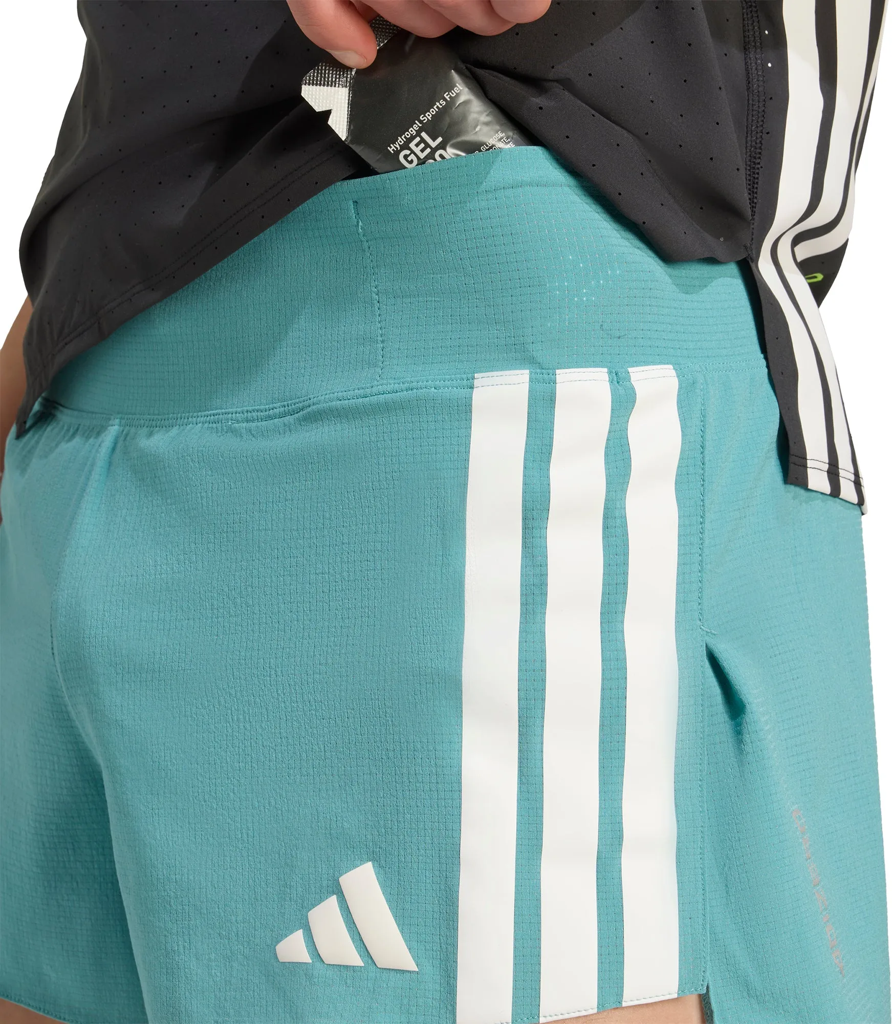 Sustainable Manufacturing Breeze Stretch adidas Adizero Gel Pocket 3 Inch Mens Running Shorts - Green