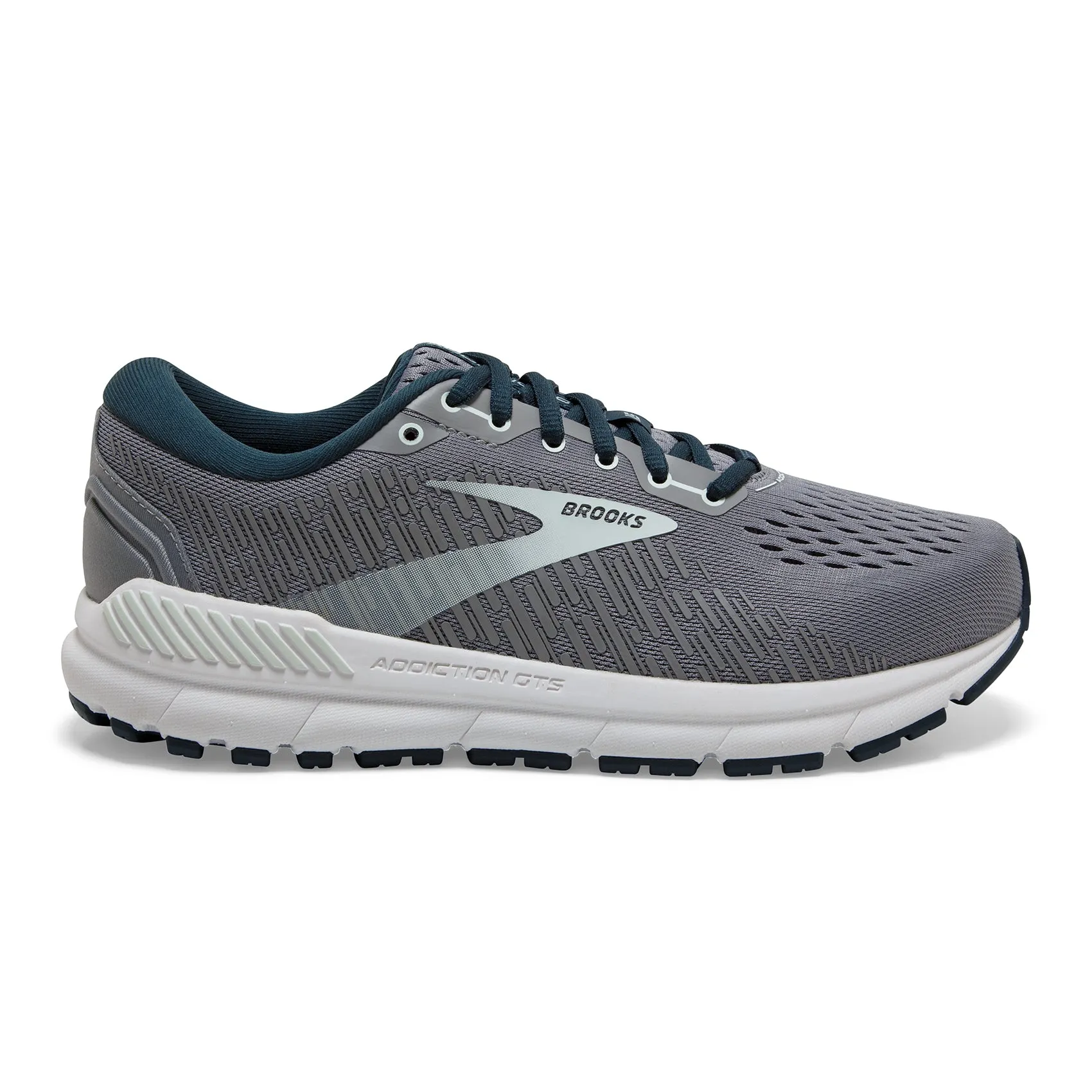 waterproof running shoes Layered Midsole Construction Women's Addiction GTS 15 Running Shoe - Grey/Navy/Aqua - Wide (D)