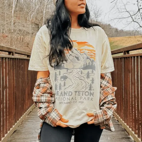 Grand Teton National Park Tee Casual Layer Look