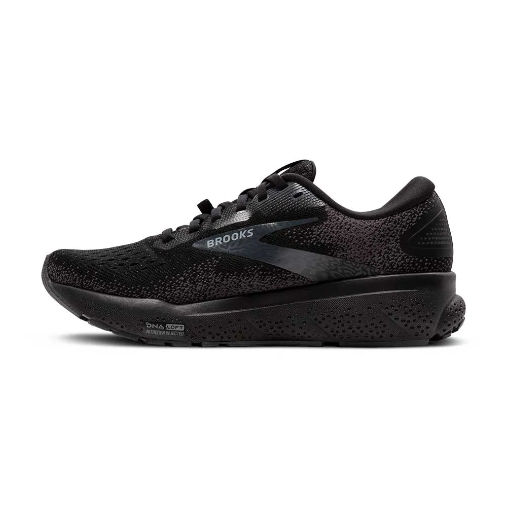 Women's Ghost 16 GTX Running Shoe - Black/Black/Ebony - Regular (B) Impact Protection Tech Focus - boosting