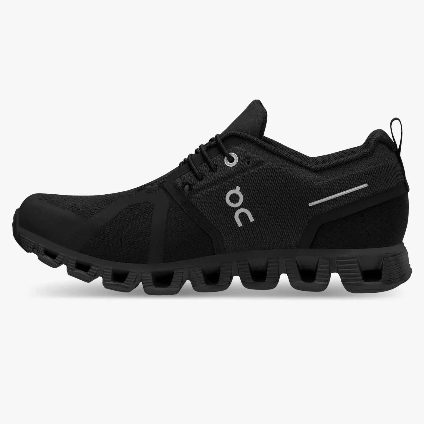 trail running shoe parts On Women's Cloud 5 Waterproof Running Shoes All Black