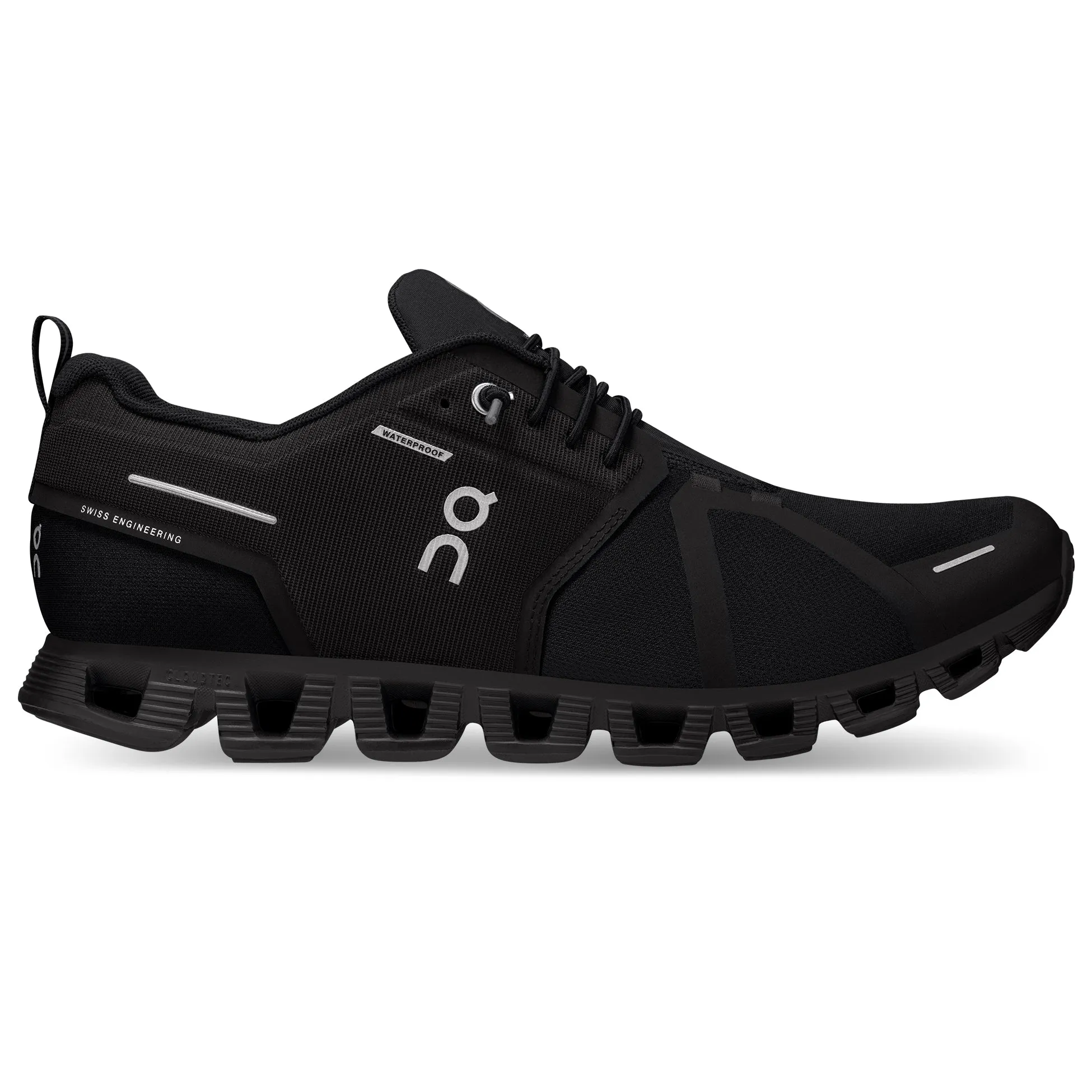 On Women's Cloud 5 Waterproof Running Shoes All Black Anti Odour Treatment