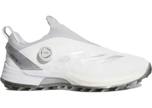 Adidas Adizero Zg Boa Spikeless Golf Cloud White Silver Metallic Reinforced toe Rain Day