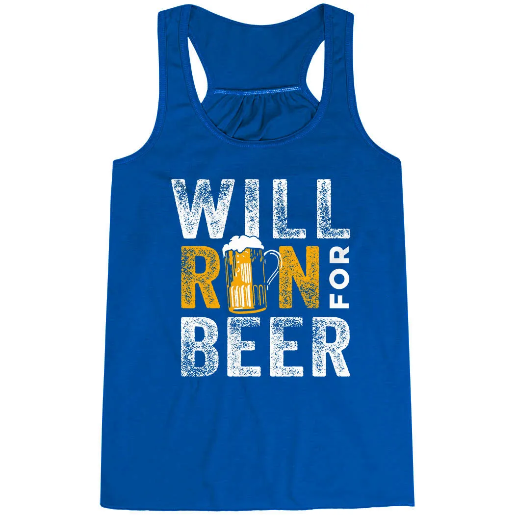 Flowy Racerback Tank Top - Will Run For Beer simple appearance