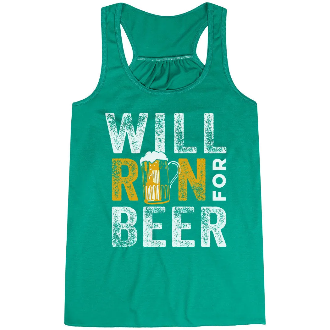 low - maintenance Flowy Racerback Tank Top - Will Run For Beer