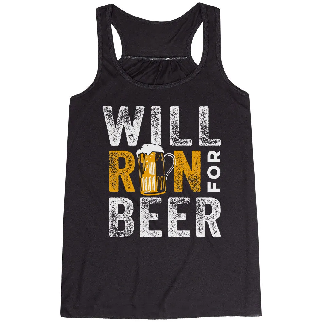 Flowy Racerback Tank Top - Will Run For Beer Precision - engineered