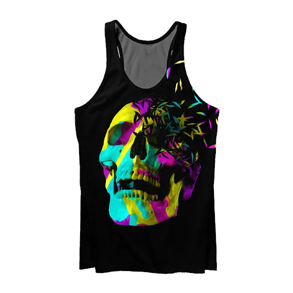 manned Artistic - appealing Faded Neon Skull Tank Top