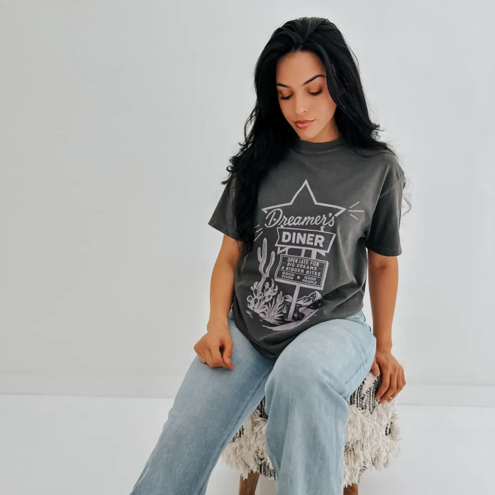 Dreamer's Diner Tee Elastic waist DoubleStitchedHem