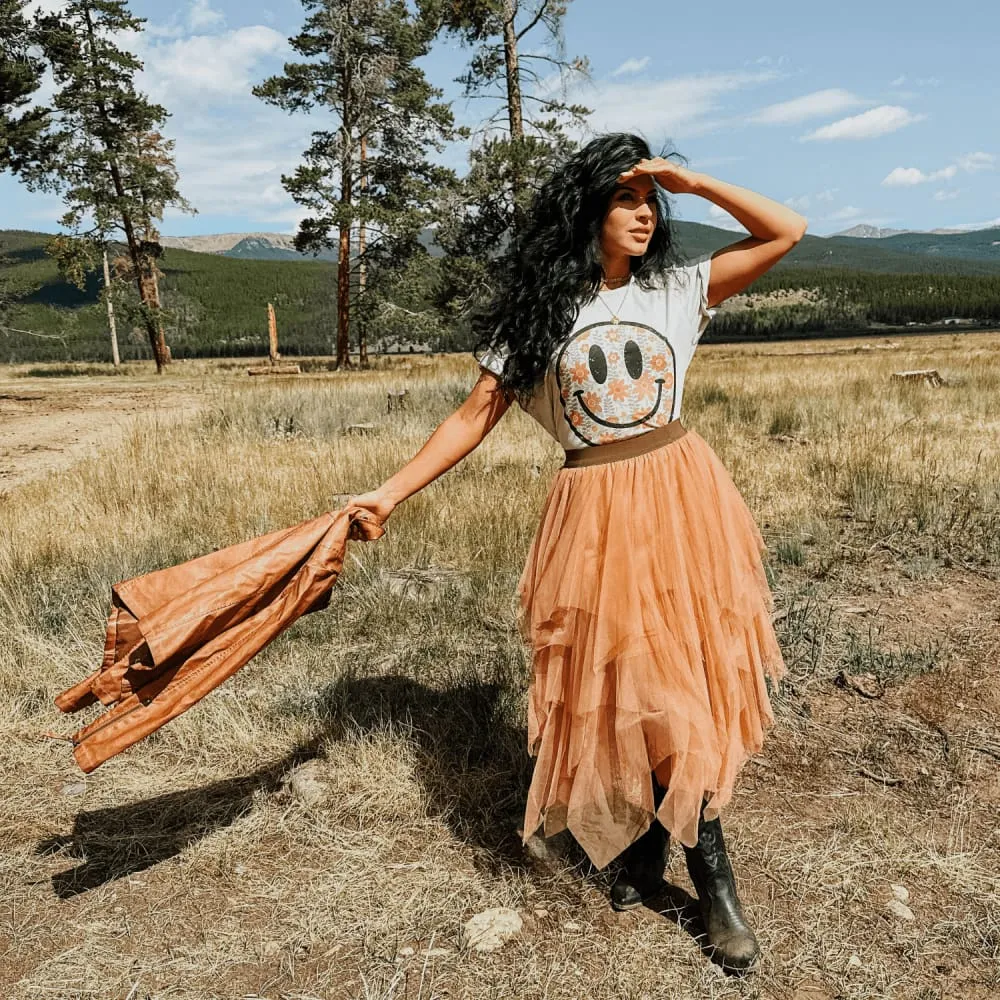 Floral Smiley Tee Office Attire