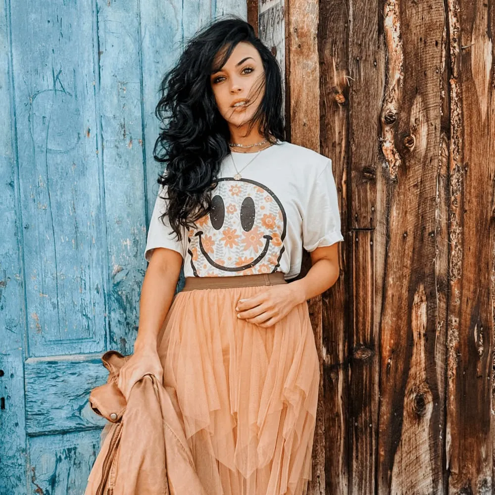 Floral Smiley Tee Elderly Comfort