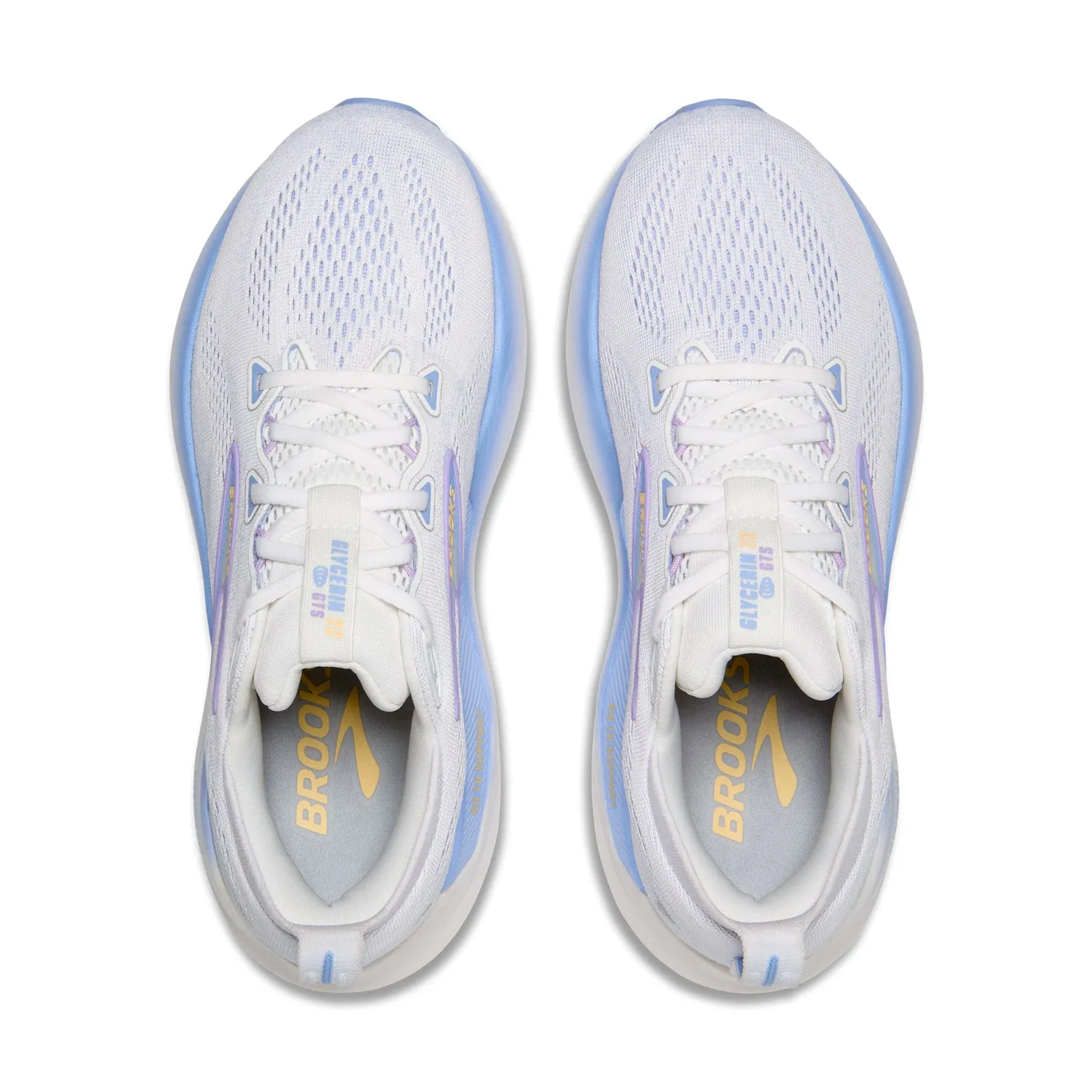 orthotic - friendly - design - compatibility shoes Elastic Gaiter Women's Glycerin GTS 22 Running Shoes White / Blue Heron / Apricot