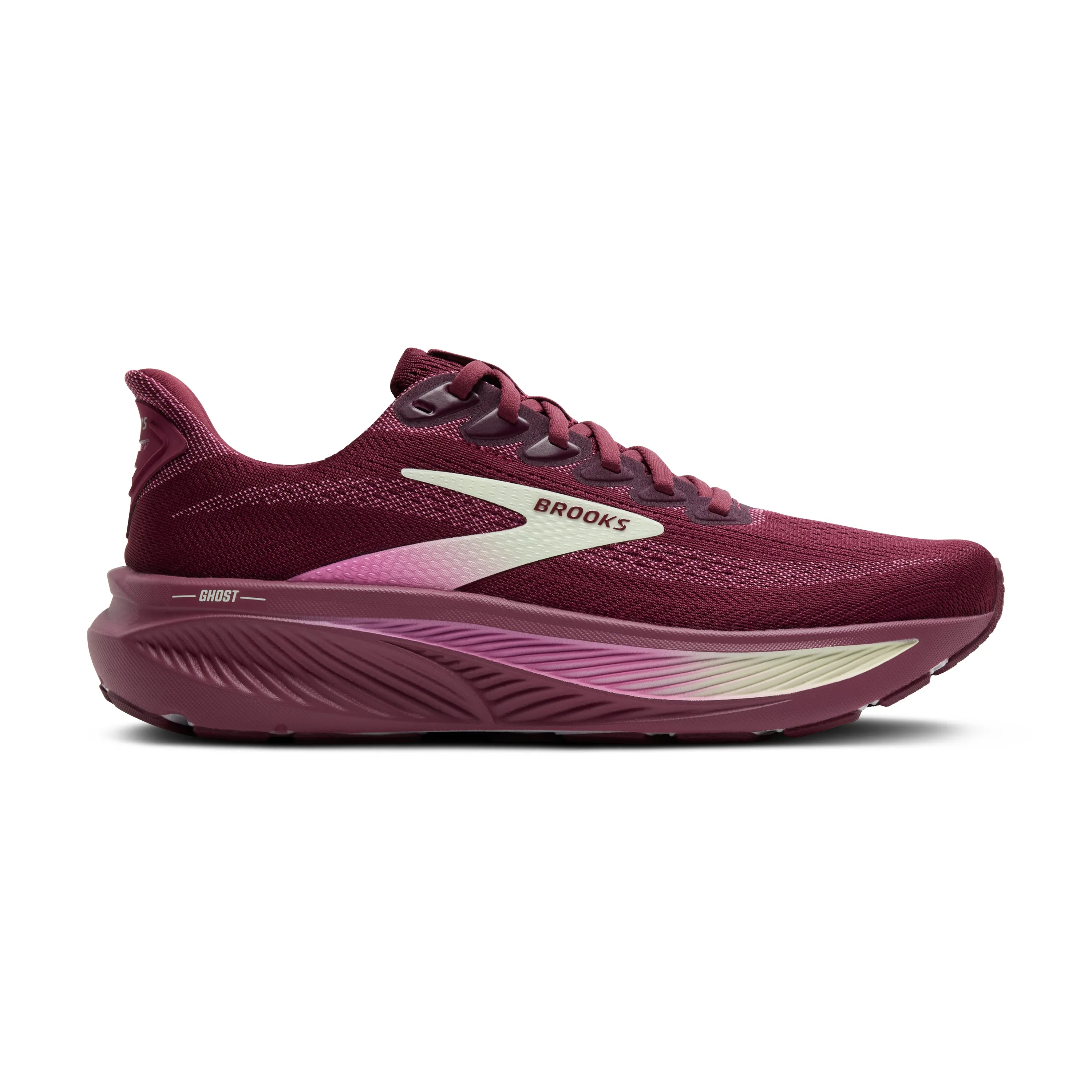 Brooks | Ghost 17 | Women's | Burgundy/Pink/Green AdjustableLaces