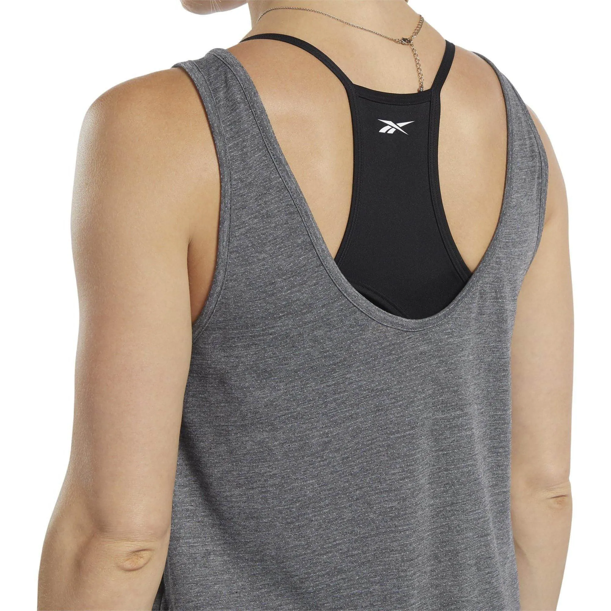 Snag Resistant Texture Anti Pill Surface Reebok ActivChill   Cotton Womens Training Vest Tank Top - Grey