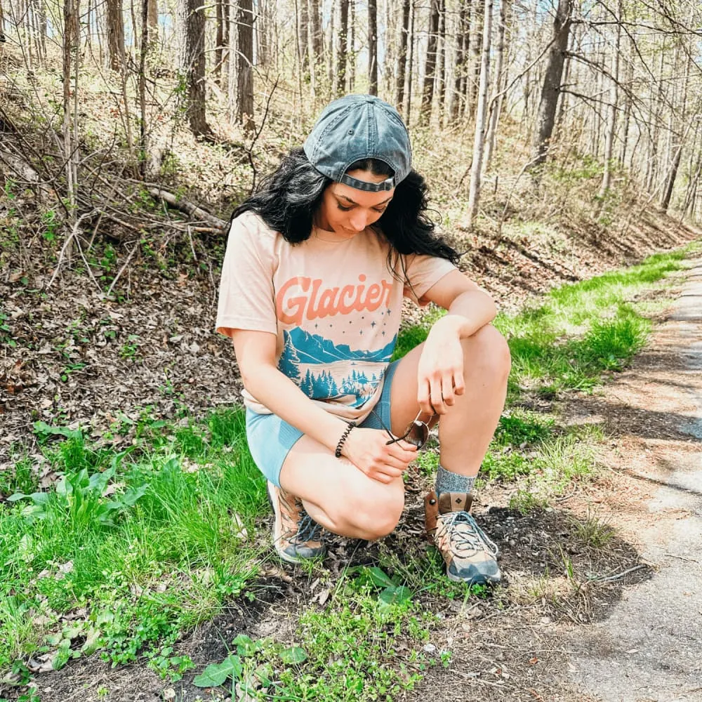 Glacier National Park Tee DropShoulderDesign Cotton Blend