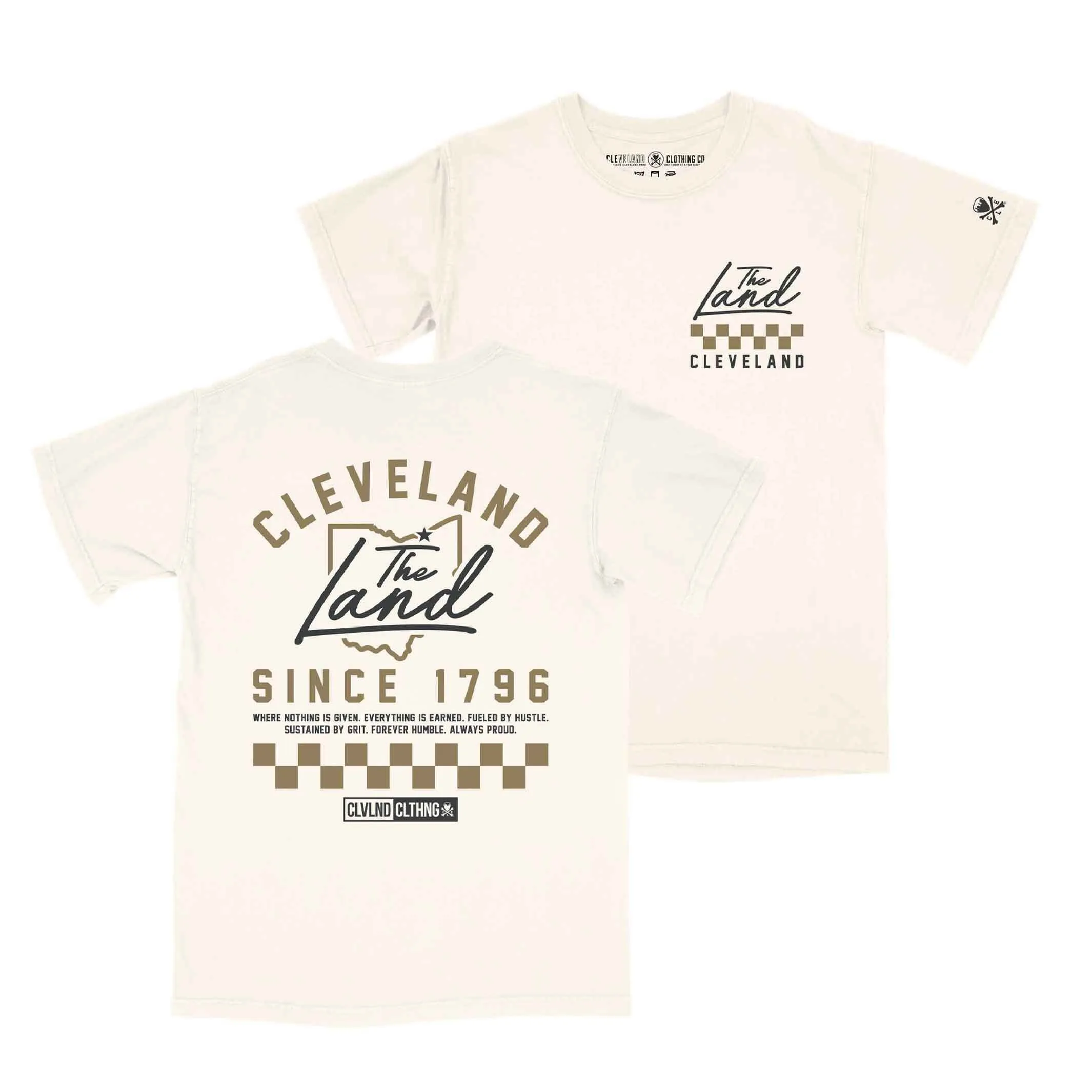 The Land Checkered - Mens/Unisex Crew T-Shirt Eco Friendly Production Casual layering piece